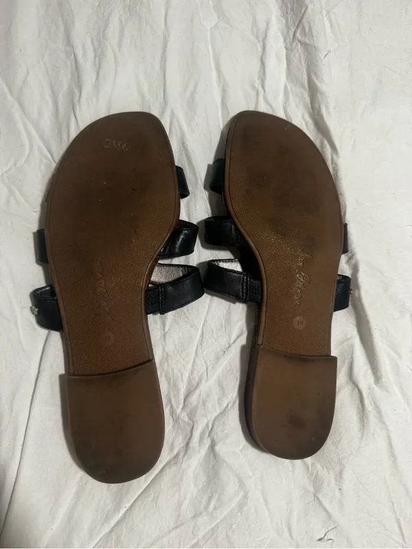 Sam Edelman Bryna Black Leather Strappy Slide Sandals for Women - Image 4