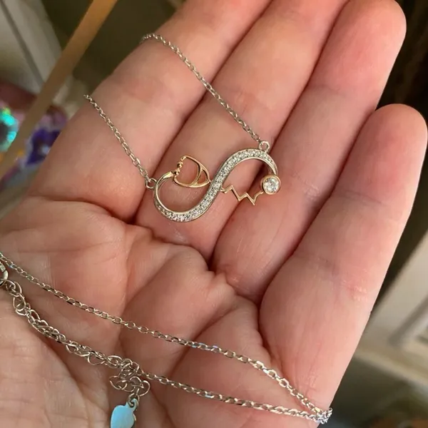 Stethoscope Infinity Sterling Silver Necklace Gold - Image 3
