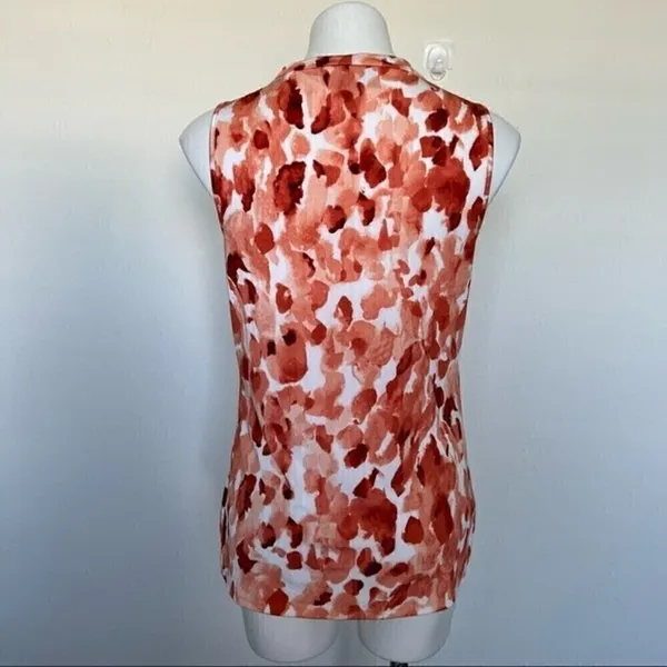 NEW Dana Buchman XS Cowl Neck Sleeveless Abstract Top terracota casual workwear - Image 6