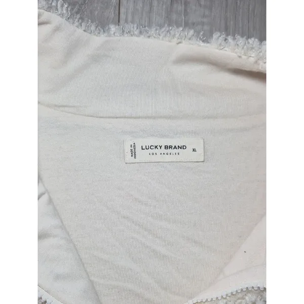 Lucky Brand Ivory Sherpa Half-Zip Pullover Soft Fuzzy Cozy - Image 4