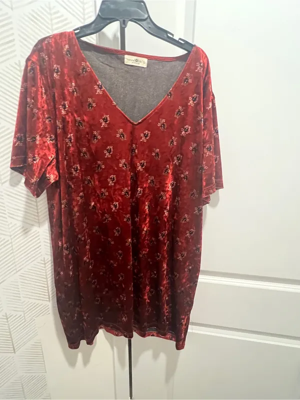 Natural Life Red Velvet Dress size L - Image 10