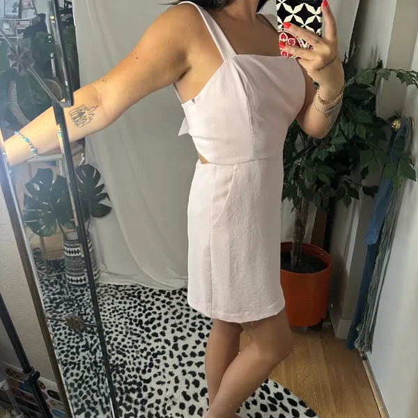 Aritzia Wilfred Aperature Tie Back Mini Dress Light Pink Size Small - Image 4