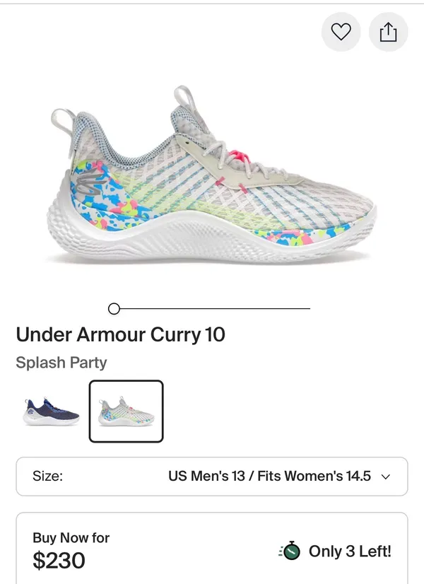 Under Armour Curry 10 Splash Party Low Top Sneakers - Image 3