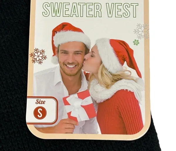 Great Christmas Ugly Sweater Vest Elf Body Mens Small Holiday Festive Merry NWT - Image 5