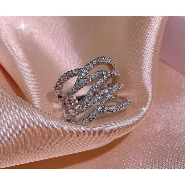 Iced‎ Multi Layer Simulated Diamond Adjustable Ring | 925 Sterling Silver - Image 4