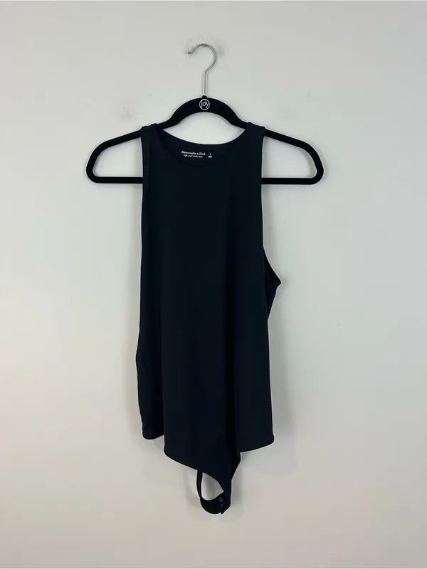 Abercrombie & Fitch High Neck Black Sleeveless Thong Bodysuit Top Size Large - Image 2