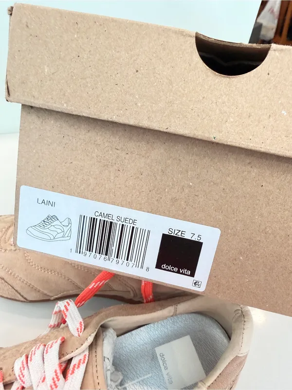 New Dolce Vita Laini Suede Sneakers Sz 7.5 Camel Shoes Low Profile Sleek - Image 6