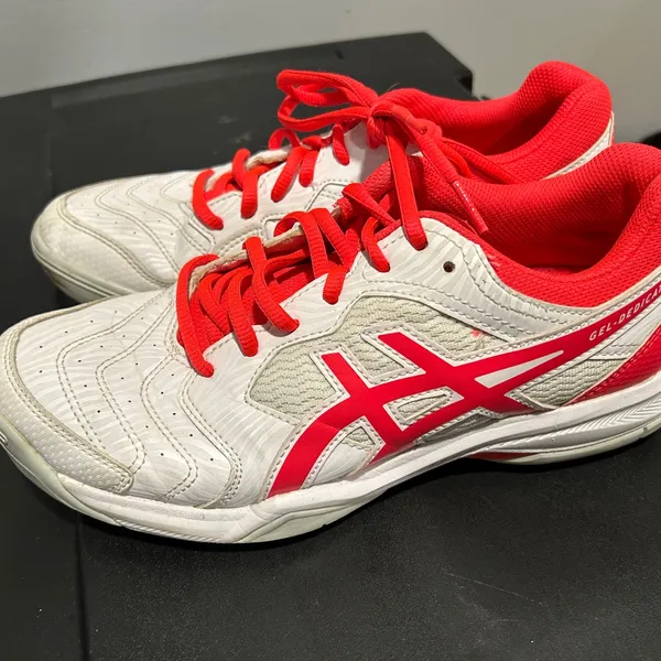 Asics White and Red Athletic Shoes - Image 6