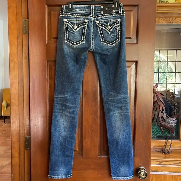 Miss Me Blue Boot Cut Jeans with Classic Fading - Image 5