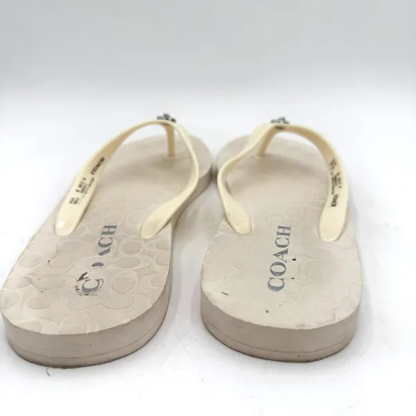 Coach Women's White Abbigail Flip Flop Thong Sandals Size 9 - Image 6