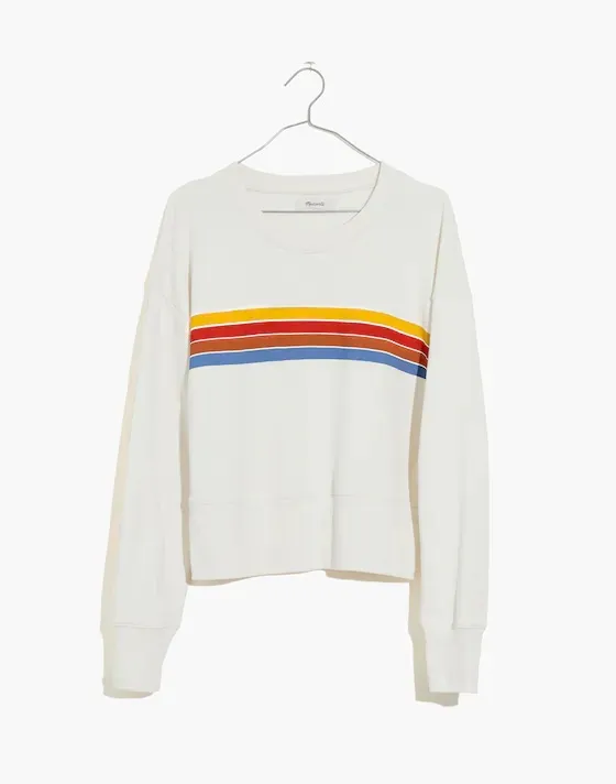 Madewell Multicolor Striped Cream Sweater Large - Image 3