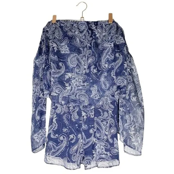 The Jetset Diaries Midnight Paisley Print Romper Size Small Blue New - Image 4