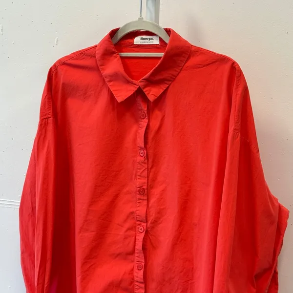 Showpo‎ Women's Orange Oversized Cotton Button Down Shirt Long Sleeve Size US 10 - Image 5