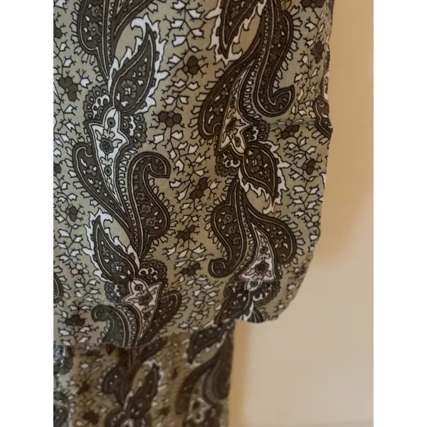 Columbia‎ Womens XL Paisley Tunic Top Olive Brown 3/4 Sleeve Button Neck AL7308 - Image 5