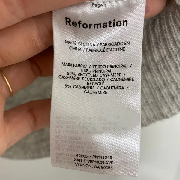 Reformation Women's Gray Reese Cashmere Tank Top Small - Image 11