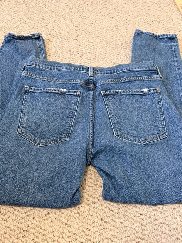 AGOLDE Tony Slim Straight‎ Jeans 29 High Rise Medium Wash Crop Denim - Image 10