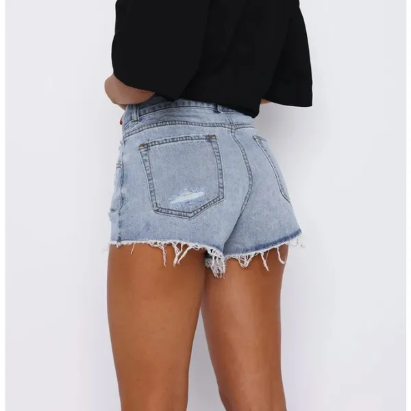 White Fox Push My Buttons Mid Blue Wash Denim Shorts NWT Size S - Image 6