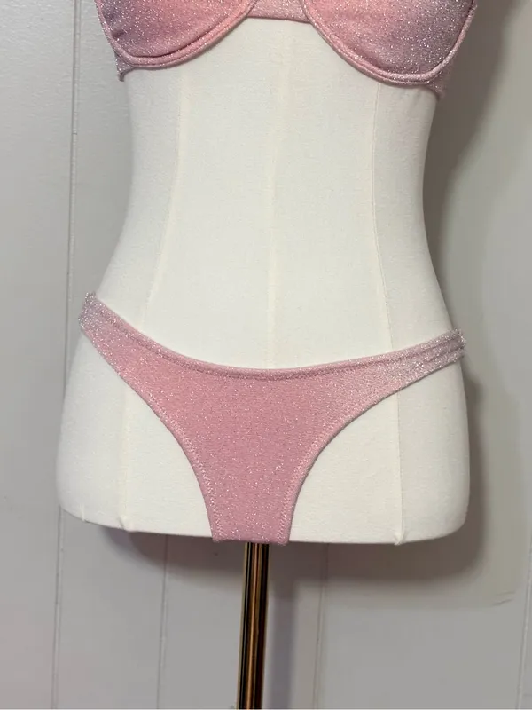 TRIANGL Lina Blush Sparkle Underwire Bikini Set Pink Size S - Image 4