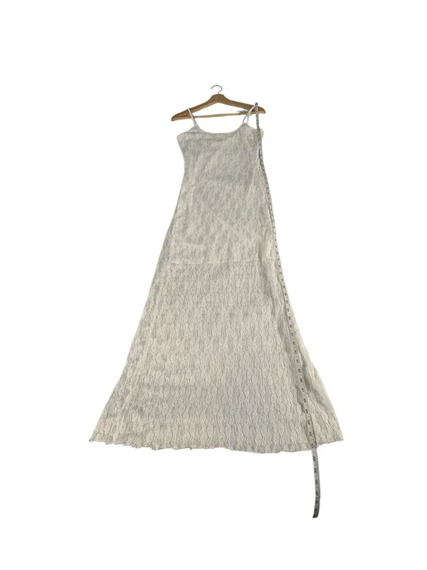 Jessica Simpson White Lace Maxi Dress Sheer Slip Lined Bridal Coquette M Summer - Image 8