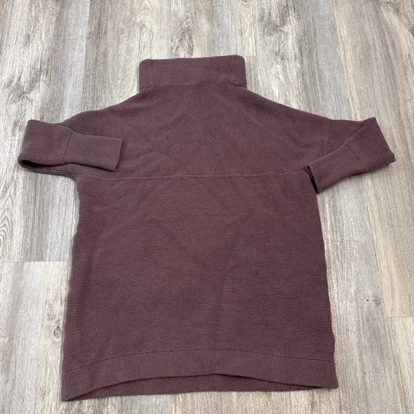Free People Ottoman Slouchy Tunic Sweater Plum Brown Mock Neck Ribbed Size Small - Image 4