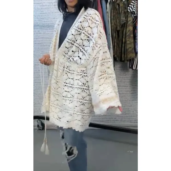 FREE PEOPLE Bell Sleeve Lace Duster in Ivory, One Size, New with Tag MSRP $128 - Image 13