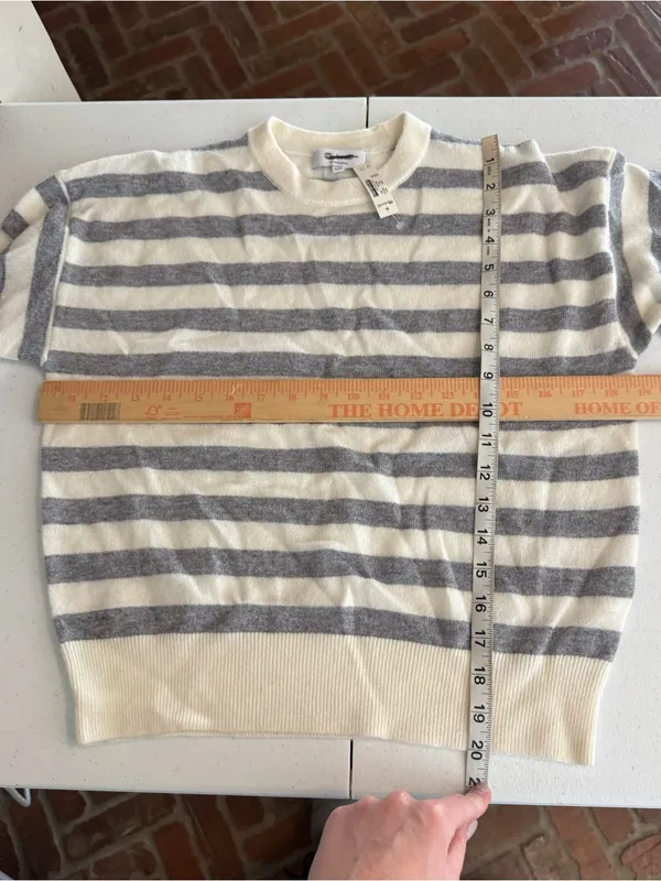 NWT Madewell Cashmere Crewneck Sweater in Ivory & Heather Grey Stripe size xxs - Image 8