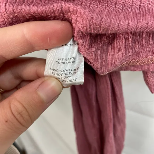 Lulus‎ women's mauve pink try me out ribbed tie wrap stretch v-neck top XS - Image 7