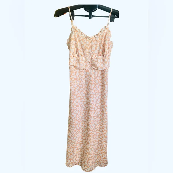 Lulus Timeless Touch Peach Floral Print A-Line Midi Dress Size Small - Image 7