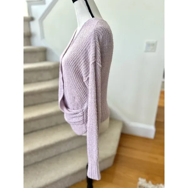 Free People Lilac Purple Nubby Wrap Sweater - Image 3