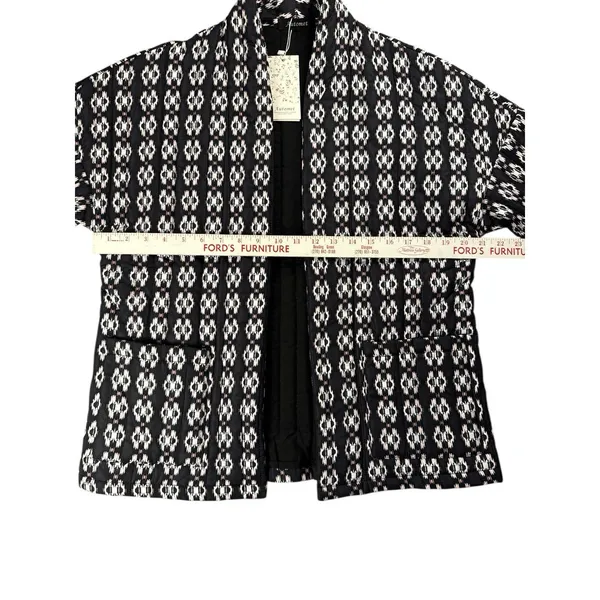NWT Automet Quilted Open Front Jacket Black White Ikat‎ Small Boho - Image 6