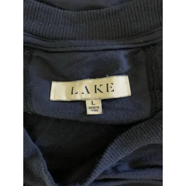 Lake Navy Blue Crewneck Sweatshirt Pullover Minimalist Casual Lounge‎ Large - Image 3