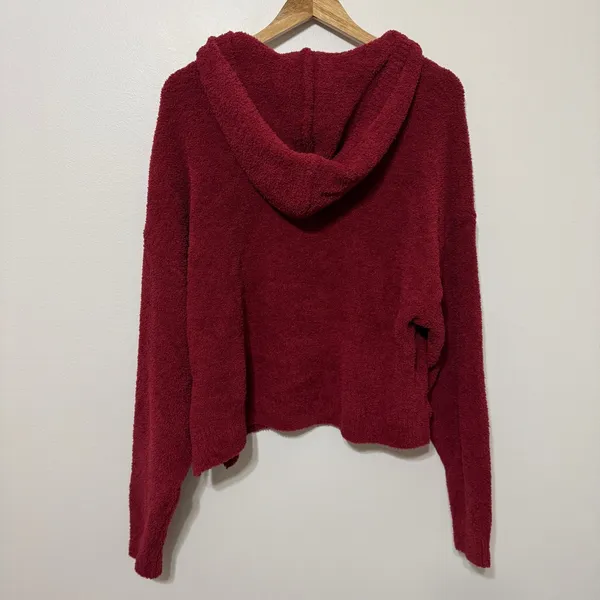 Aerie Marshmallow Fuzzy Hoodie Size Large Red cozy fall winter sweater - Image 6
