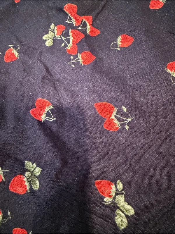 Abercrombie & Fitch Navy Mini Skirt with Red Strawberry Print - Image 4