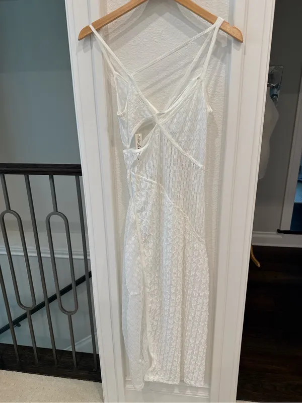 For Love & Lemons NWT White Lace Cutout Midi Dress Size Medium - Image 4