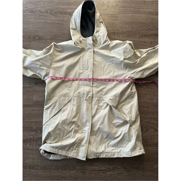 Outbrook Fleece Lined Rain Jacket Womens Medium Cream Hooded Utility Coat - Image 11