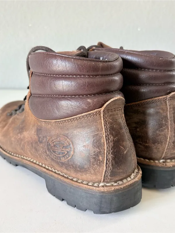 Eddie Bauer Women Waterproof Brown Leather Hiking Boots Sz 9.5 Vibram Sole Italy - Image 4