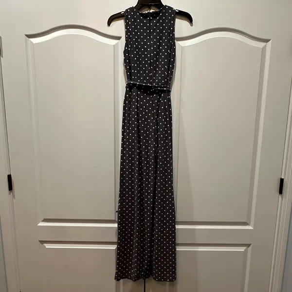 Lauren Ralph Lauren Jumpsuit Womens Gray White Polka Dot Wide Leg Sleeveless 0 - Image 6