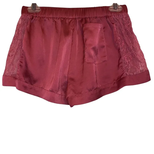 Sam Edelman Satin Lace‎ Lounge Sleep Shorts Burgundy Women’s Medium - Image 5