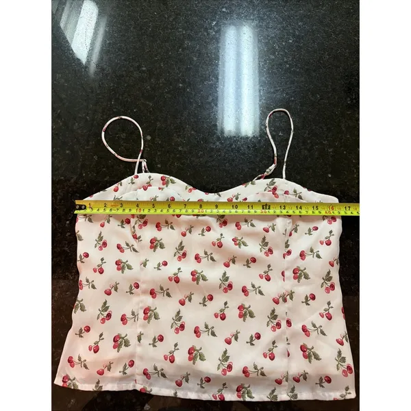 Abercrombie And Fitch Cherry Tank Top Shirt Sz M Summer Ruched Abercrombie &fitc - Image 6