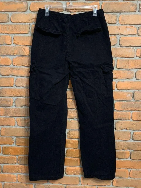 Zara Womens 8 Cargo Pants Black Wide Leg Utility Workwear Jeans Trouser Straight - Image 4