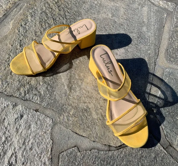 Lulus Saar Yellow Suede Block Heel Slides - Image 13