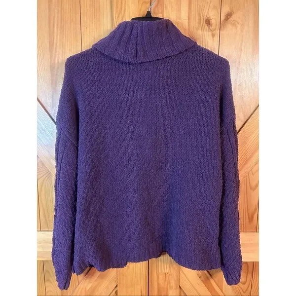 Seven7 Chenille Turtleneck Sweater Purple Size Medium (5668) - Image 5
