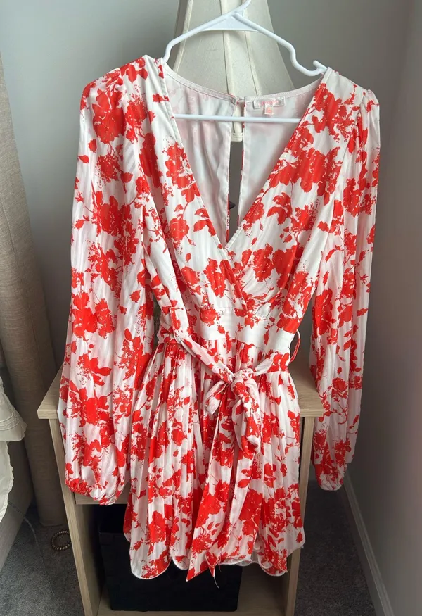 Boutique Floral Romper Red - Image 2