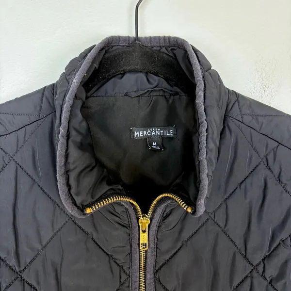 J.Crew‎ Mercantile Quilted Puffer Vest Black Mock Neck Full Zip Preppy Size M - Image 2