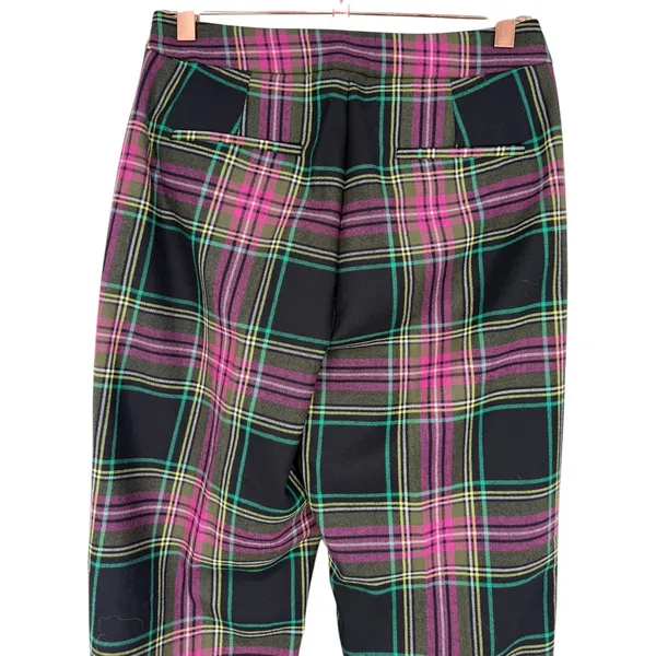 NWT J.Crew Kate Straight Leg Pants Pink Stewart‎ Tartan Plaid Wool Blend Size 0 - Image 8