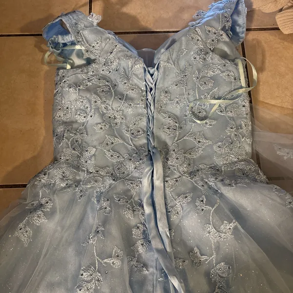 Blue Lace Prom Dress Size M - Image 5