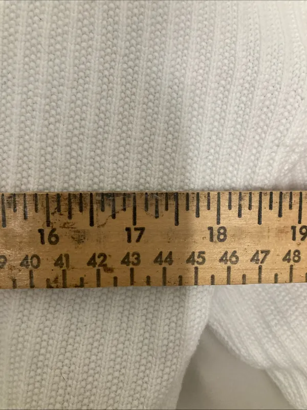 Talbots Cream Ribbed V-Neck Button Front Cardigan M - Image 7