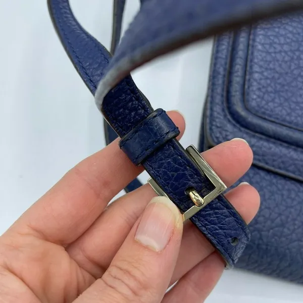 Kate Spade NY Merrick Blue Crossbody Handbag Pebbled Leather Purse Bag Gold - Image 11