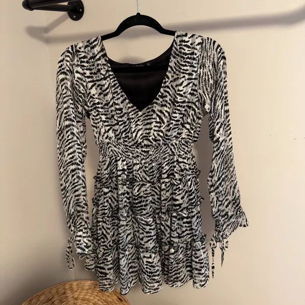 Nasty Gal Zebra Animal Print Long Sleeve Mini Dress - Image 3