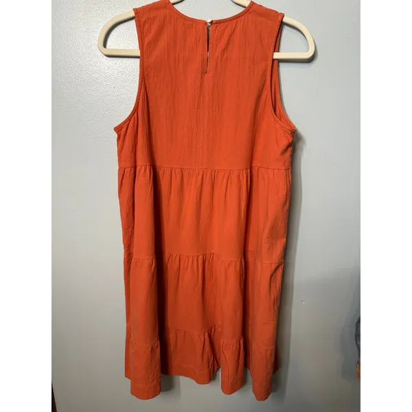 Tiered Babydoll Mini Dress Burnt OrangeSleeveless 100% Cotton Size M - Image 2